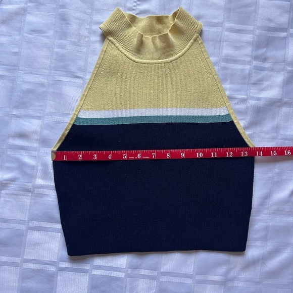 Babaton (Aritzia) Yellow & Blue Mock Neck Sculpt Knit Tank Top - Picture 5 of 11